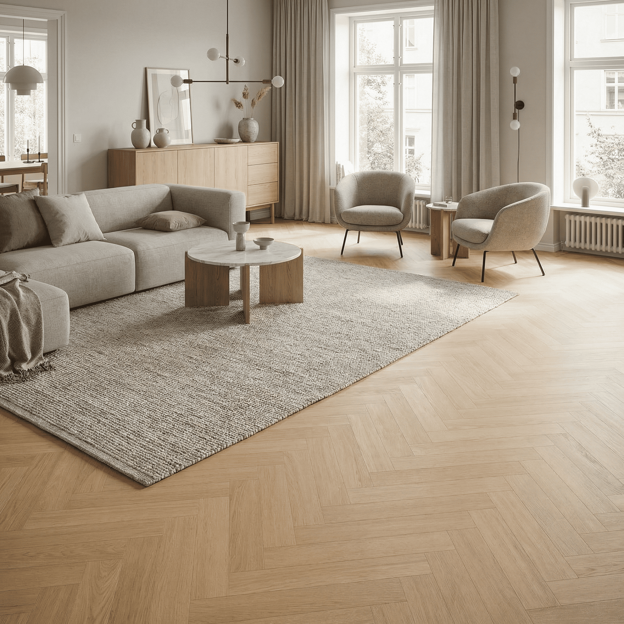 Alternative view of Herdet Tregulv Fiskeben Parky Swing Ivory A/B